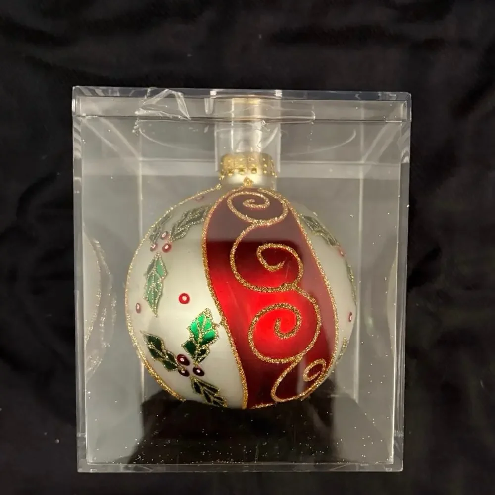 Designers Studio Handcrafted Glass Christmas Ornament in Case